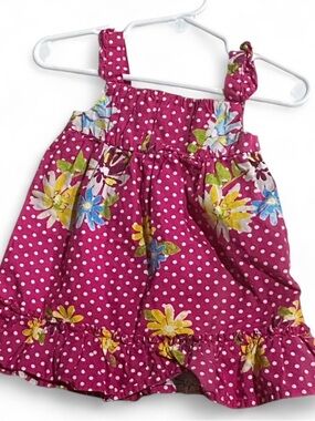 Girls' Magenta Polka Dot Floral Sundress 12 Months